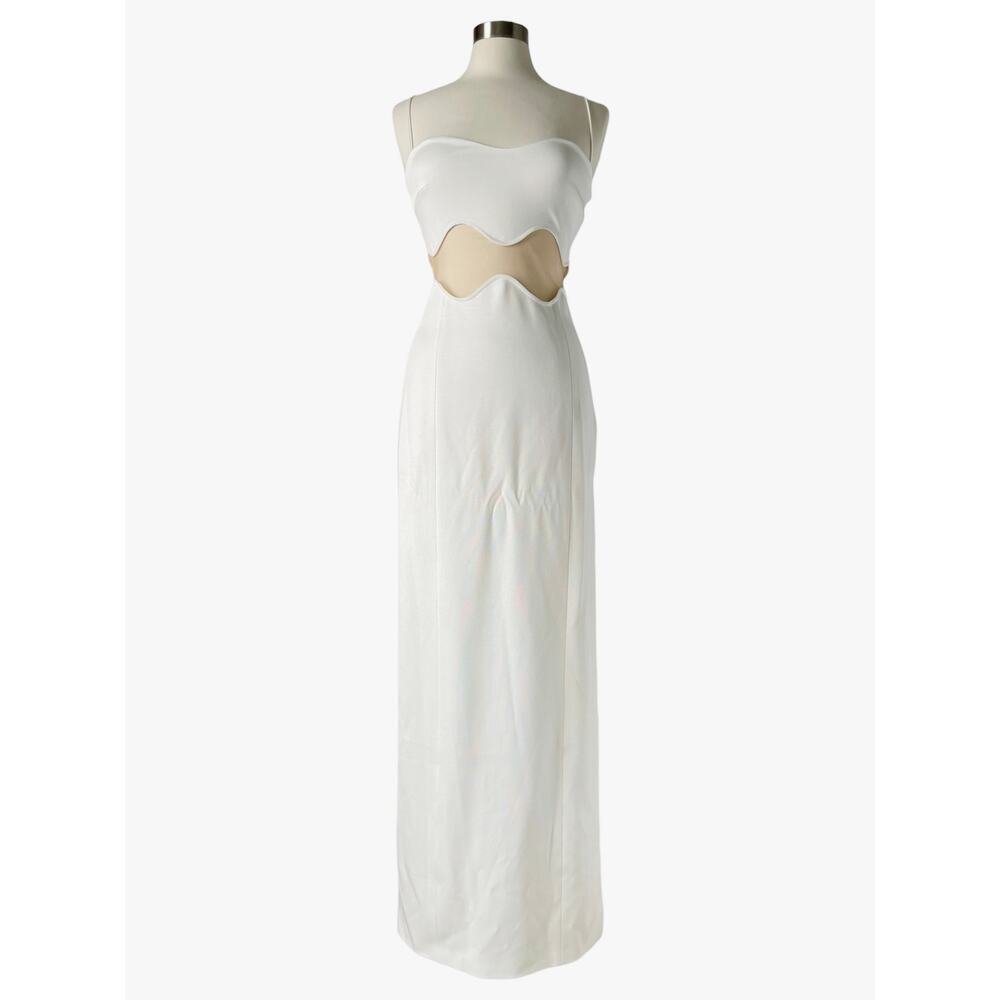 Galvan London Isola Bella Dress White Mesh Cutout Column Gown 40 US 8 Viscose - Picture 5 of 11